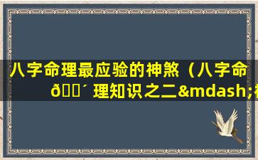 八字命理最应验的神煞（八字命 🌴 理知识之二—神煞篇）